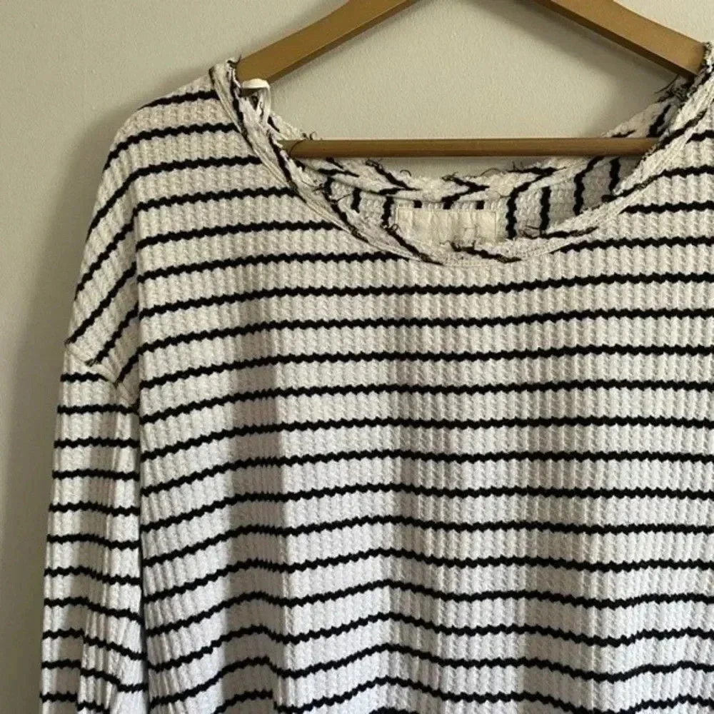 Free People Black and White Peplum Top